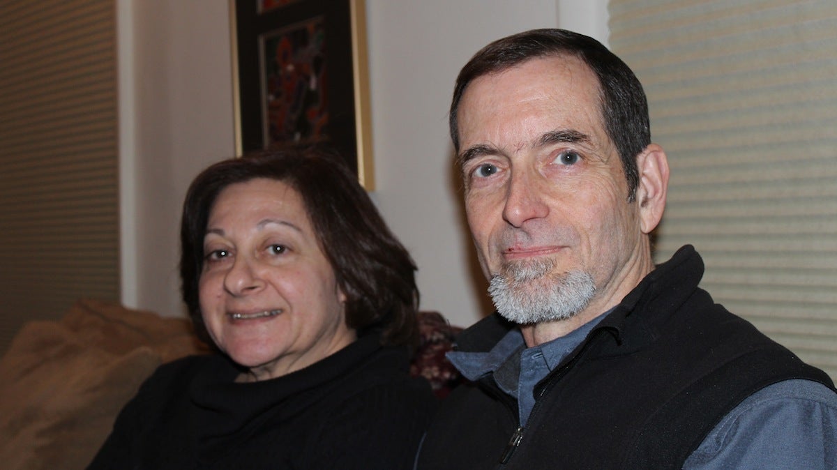  Keith Forsyth with his wife, Susan Grossinger, in their Manayunk home. (Janis Chakars/for NewsWorks) 