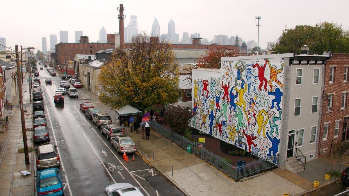  The Mural Arts Program restored a mural by iconic pop artist Keith Haring on the corner of 22nd and Ellsworth Streets. (Nathaniel Hamilton/For Newsworks) 