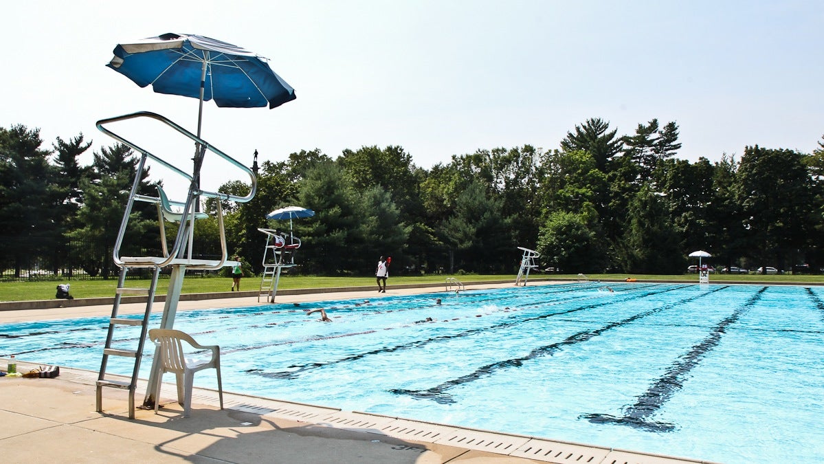  Swimmers enjoy John B. Kelly pool next to the Please Touch Museum in Fairmount Park. (Kimberly Paynter/WHYY) 