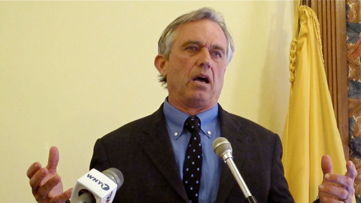  During a news conference at the New Jersey Statehouse Robert F. Kennedy Jr. voiced concerns about a bill that would tighten religious exemptions from required student vaccinations.(Phil Gregory/WHYY) 
