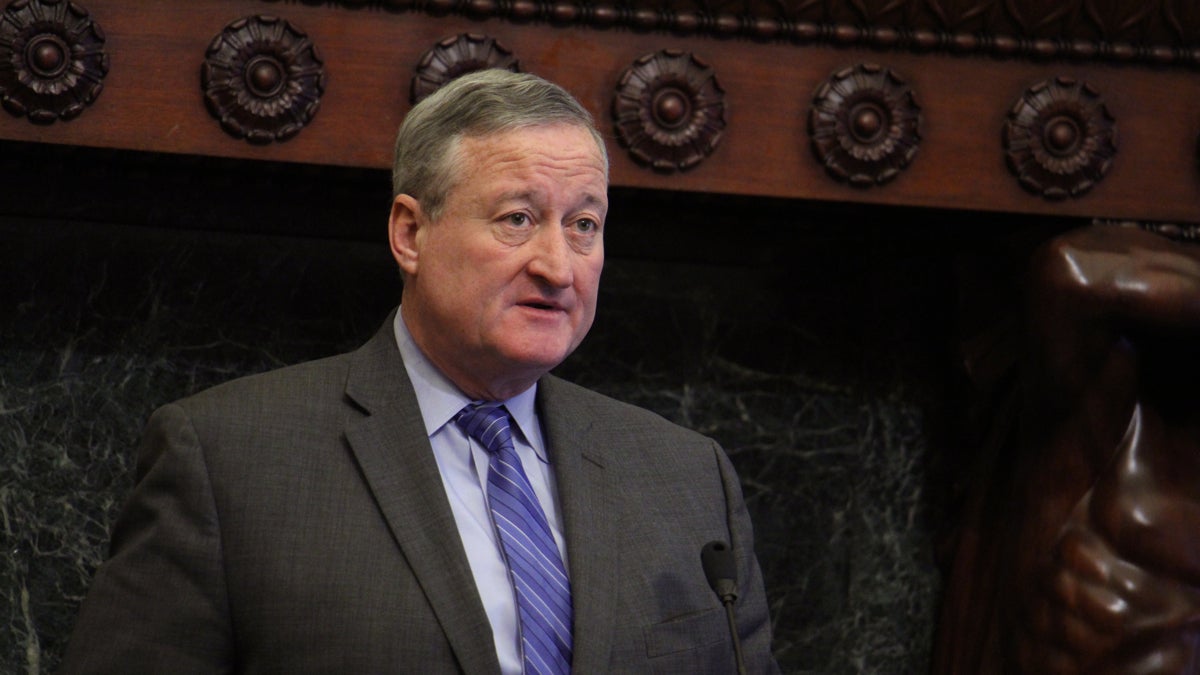 Mayor Jim Kenney reacts to the Pennsylvania Senate bill that would cut off state funding to sanctuary cities like Philadelphia. (Emma Lee/WHYY)
