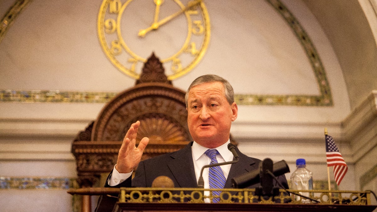 Councilman Jim Kenney addressed his fellow councilmen, the  public and press during his last session in the City Council. (Brad Larrison/for NewsWorks)