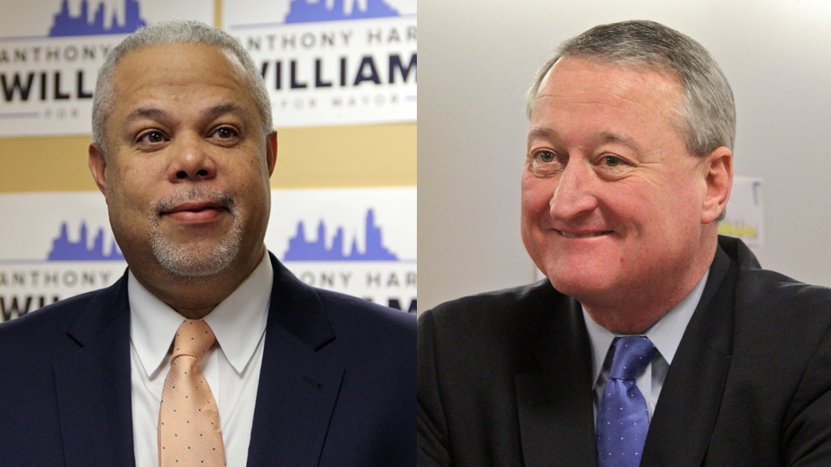  Pa. Sen. Anthony Williams (left) and Democratic candidate for Philadelphia mayor, Jim Kenney. (Emma Lee/WHYY) 