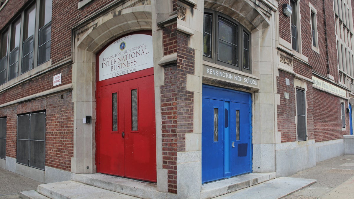  Kensington High School for International Business and Kesington Urban Education Academy occupy the same building, the former Kensington High School. The district plans to begin merging the two schools in the fall. (Emma Lee/WHYY) 