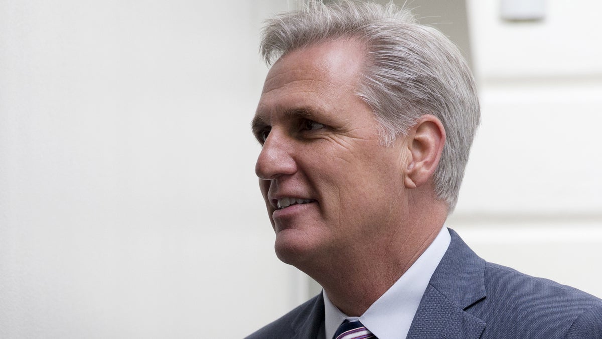  House Majority Leader Kevin McCarthy, of Calif. arrives for a House Republican Conference on Capitol Hill in Washington, Tuesday, Sept. 29, 2015. McCarthy is assuring Republicans he can bring them together, even as emboldened conservatives maneuver to yank their party to the right in the wake of the leader of the U.S. House of Representatives Speaker John Boehner's sudden resignation. (AP Photo/Carolyn Kaster) 