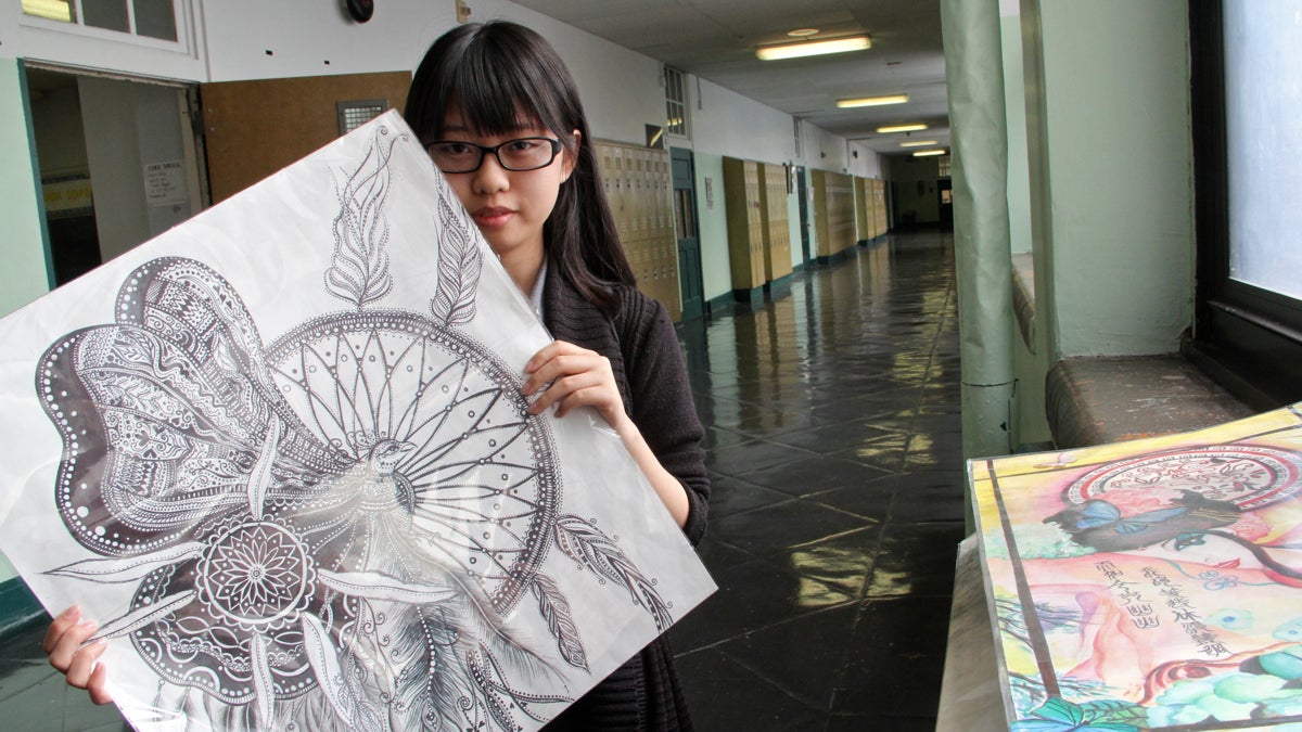  Xiuying Zhang, a senior at Furness High School, could not pass any portion of the Keystone exams. She has been accepted to University of the Arts and  hopes to become a professional illustrator. (Emma Lee/WHYY) 