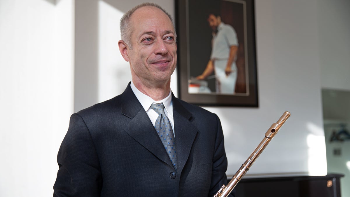  Principal flutist Jeffrey Khaner performs a new concerto by Behzad Ranjbaran Friday and Saturday with the Philadelphia Orchestra.  (Lindsay Lazarski/WHYY)  