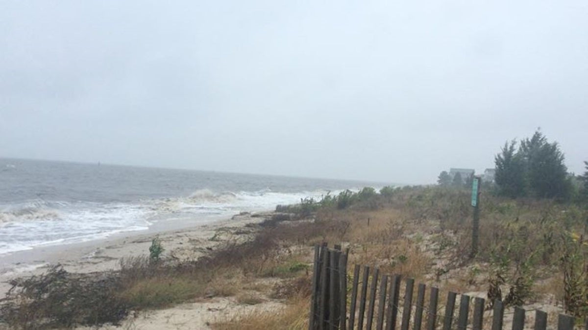  Sea water covers the beach at Kitts Hummock on Thursday afternoon. (DNREC photo) 