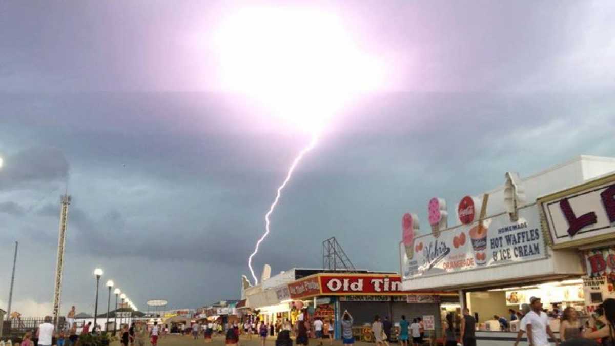  A lightning strike near the Seaside Height boardwalk as captured by JSHN contributor Jillian Speranza on June 24, 2013. 