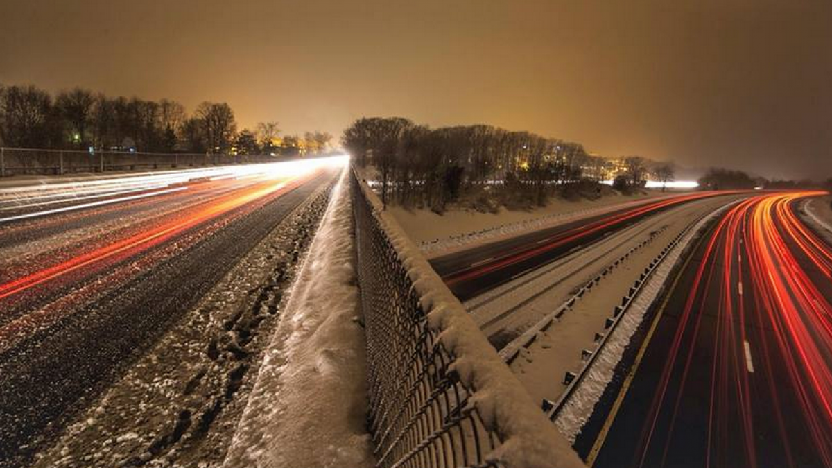  A Feb. 2014 time-lapse image of traffic from a Garden State Parkway overpass in Old Bridge. (Photo: Jennifer Khordi via Jersey Shore Hurricane News) 