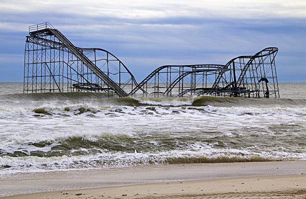 The JetStar Roller Coaster fell into the ocean in Seaside Heights, N.J. during Superstorm Sandy. (Jana Shea/for NewsWorks) 