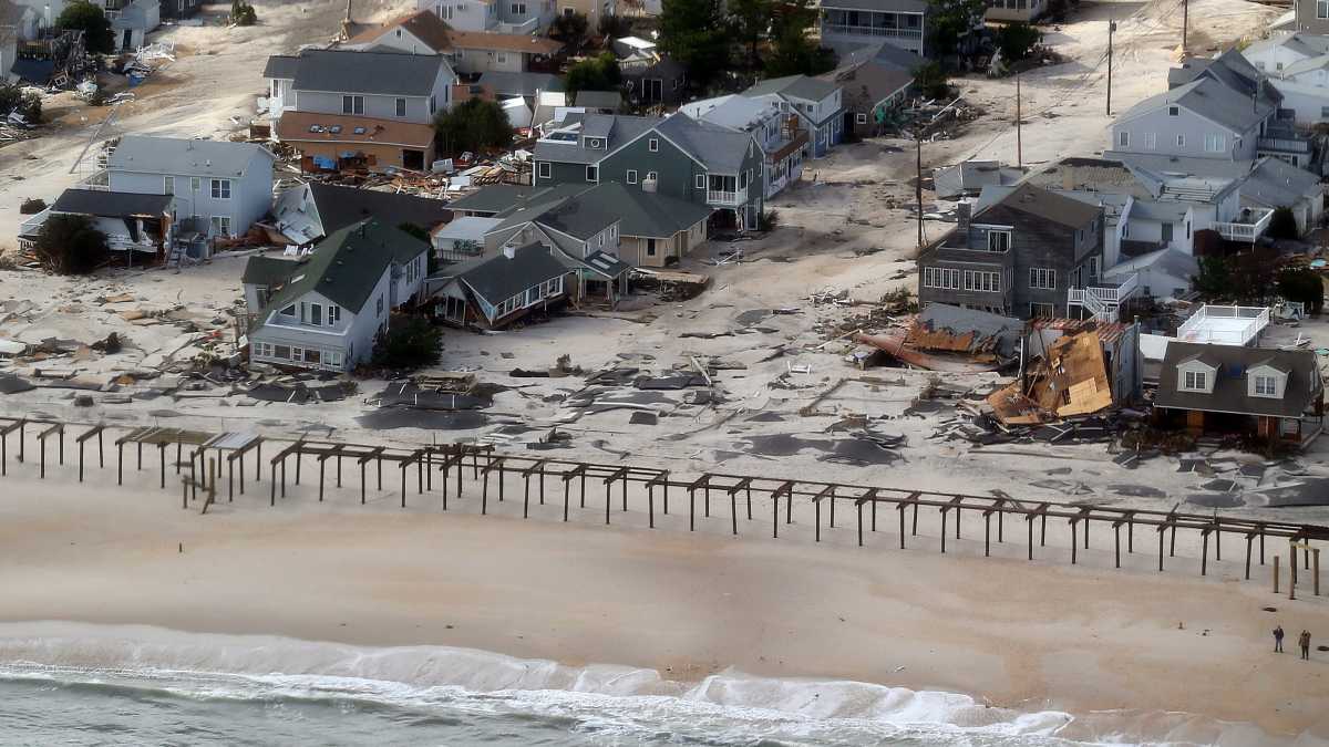  The view of storm damage over the Atlantic Coast in Seaside Heights, N.J., Wednesday, Oct. 31, 2012. (Doug Mills/AP Photo, Pool)  