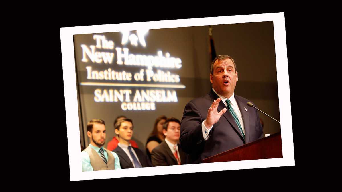  New Jersey Gov. Chris Christie, R-N.J. speaking in Manchester, N.H., Tuesday, April 14, 2015. (AP Photo/Jim Cole, file) 