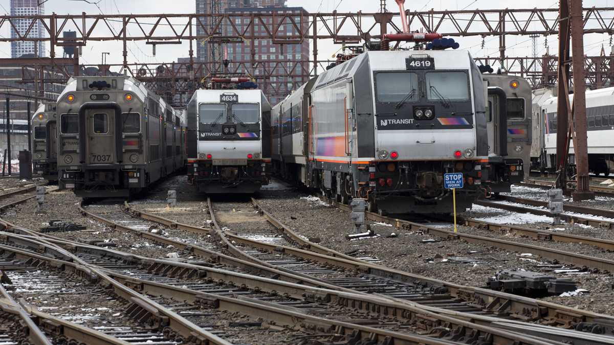 New Jersey Transit trains at the Hoboken terminal. (AP File Photo/Mary Altaffer)
