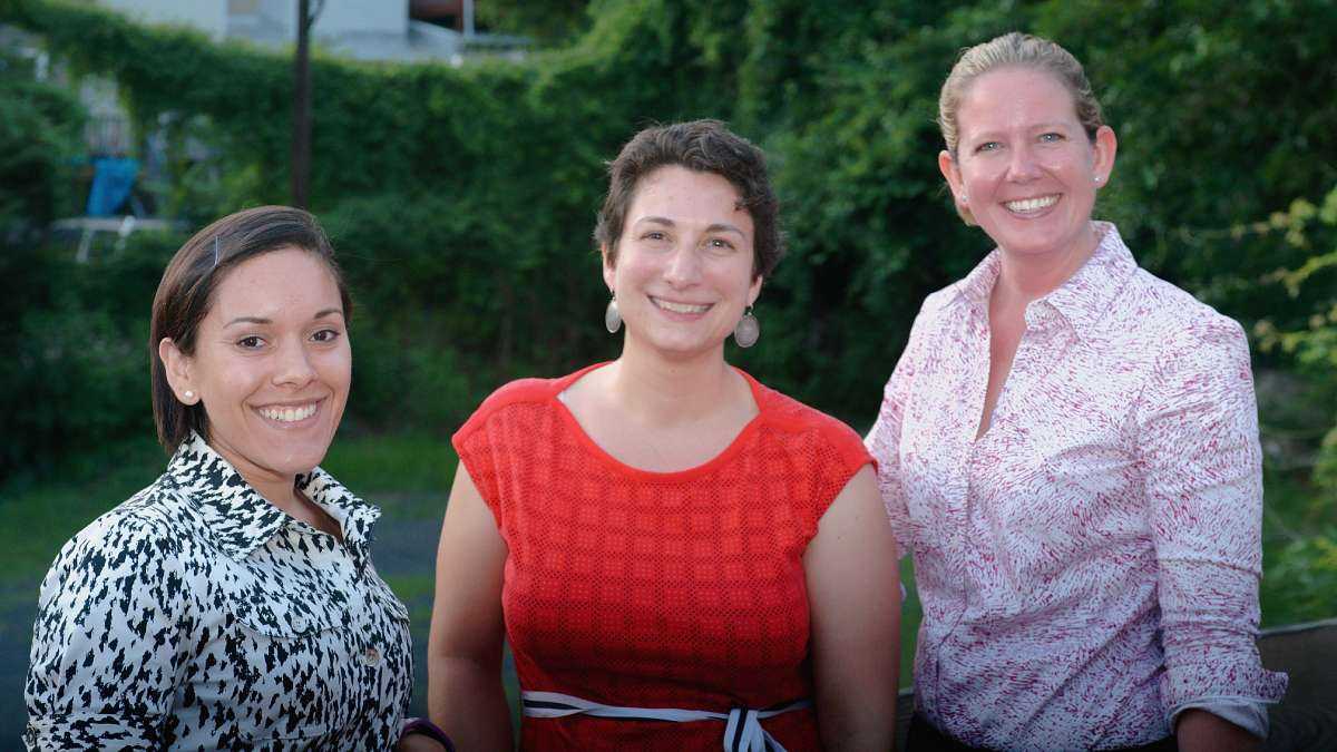  (L to R) East Falls Forward officers Angela Velez, Juliet Geldi and Silje Roalsvik (Bastiaan Slabbers/for NewsWorks) 