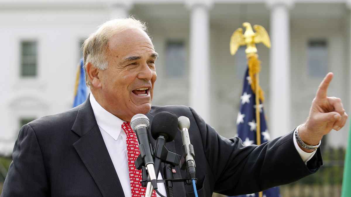  Former Pa. Gov. Ed Rendell is shown speaking to a crowd gathered in front of the White House in October 2011. (AP Photo/Jose Luis Magana, file)  