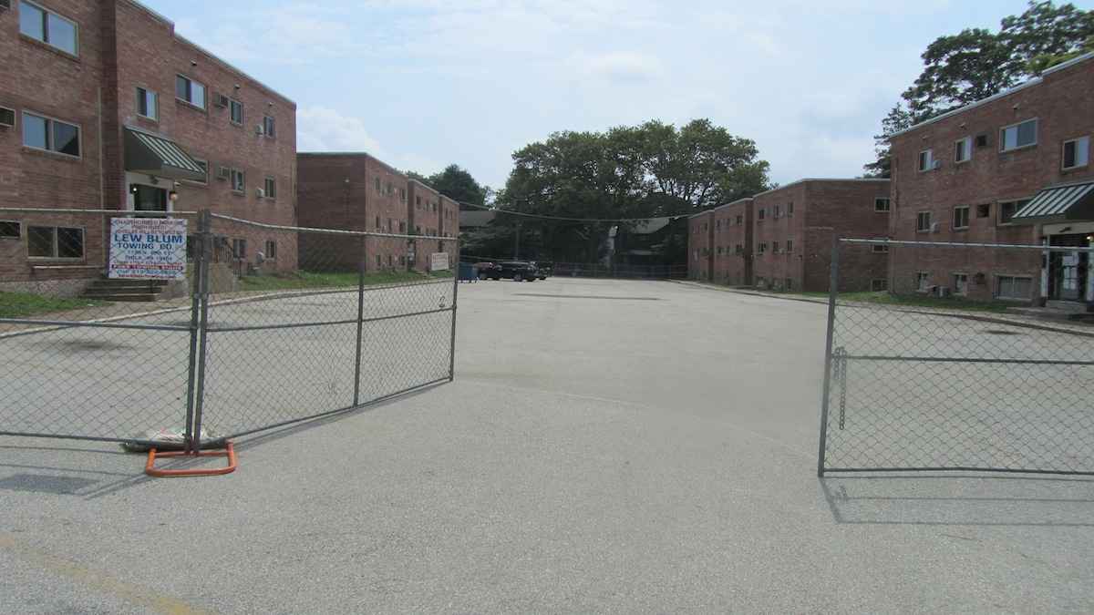  Members of the town watch are wondering when the renovations to the Allens Lane apartments, shown here, will be complete. (Aaron Moselle/WHYY, file) 