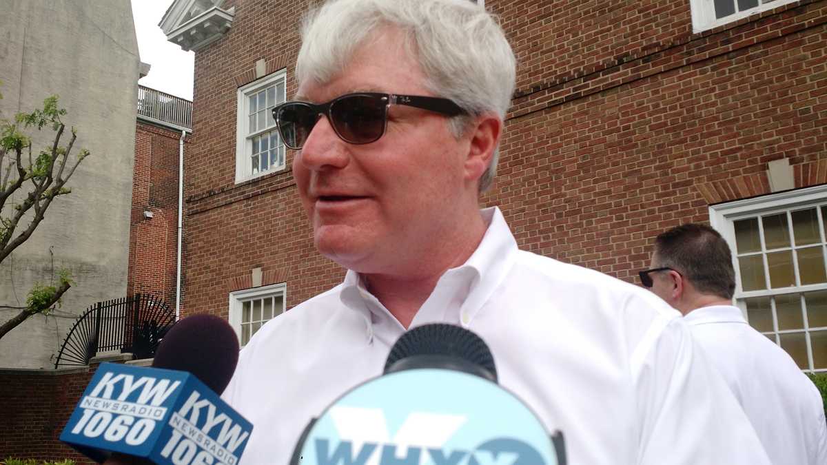 Electicians union leader John Dougherty speaks with reporters in 2015. A non-union electrical contractor says  Dougherty punched him in the face in a South Philadelphia street confrontation