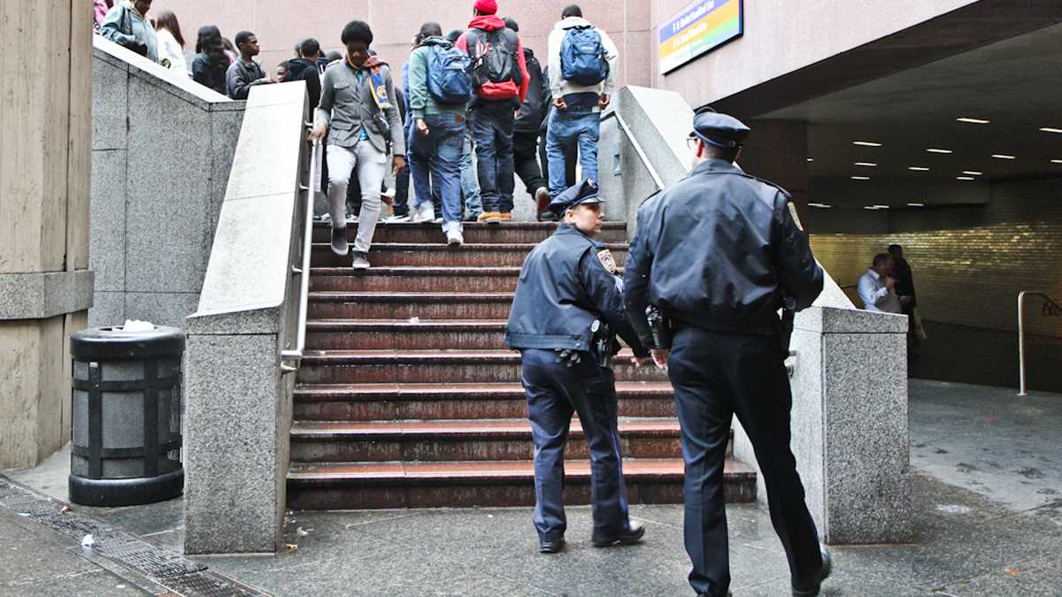 Philadelphia students as exit a subway concourse in Center City. (Kimberly Paynter/WHYY