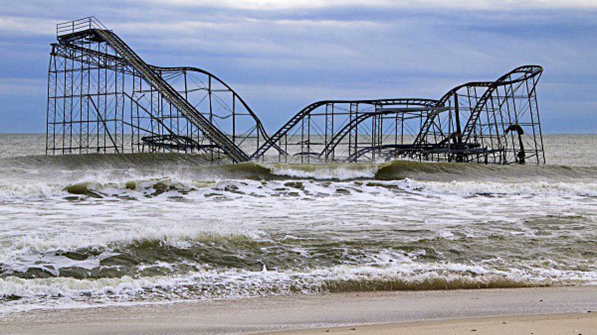 The JetStar Roller Coaster fell into the ocean in Seaside Heights