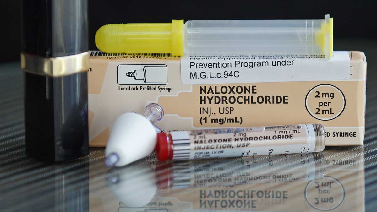  In this Tuesday Feb. 27, 2012 photo, a tube of Naloxone Hydrochloride, also known as Narcan, is shown for scale next to a lipstick container. Narcan is a nasal spray used as an antidote for opiate drug overdoses. The drug counteracts the effects of heroin, OxyContin and other powerful painkillers and has been routinely used by ambulance crews and emergency rooms in the U.S. and other countries for decades. But in the past few years, public health officials across the nation have been distributing it free to addicts and their loved ones, as well as to some police and firefighters. (AP Photo/Charles Krupa) 