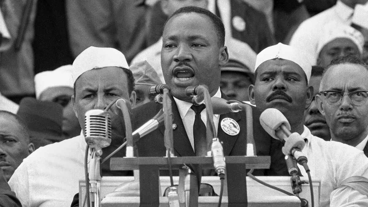  Aug. 28, 1963 file photo. The Rev. Martin Luther King Jr. at the Lincoln Memorial during the March on Washington. (AP Photo) 