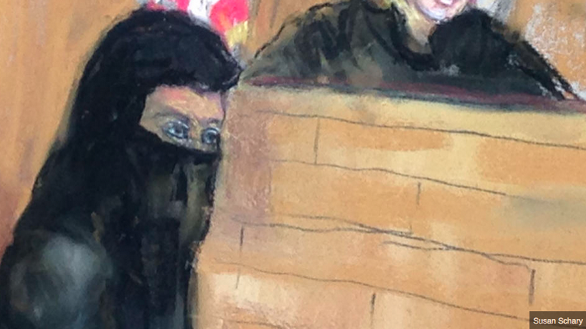 Keonna Thomas is depicted shown in Philadelphia's federal court in this artist's rendering. Prosecutors allege she wanted to join the Islamic State group