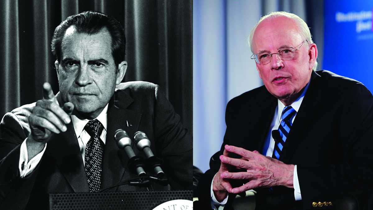  President Nixon pictured here in this March 15, 1973, file photo, and John Dean (right), White House counsel to President Nixon, on Monday, June 11, 2012 (Charles Tasnadi and Alex Brandon/AP Photos) 