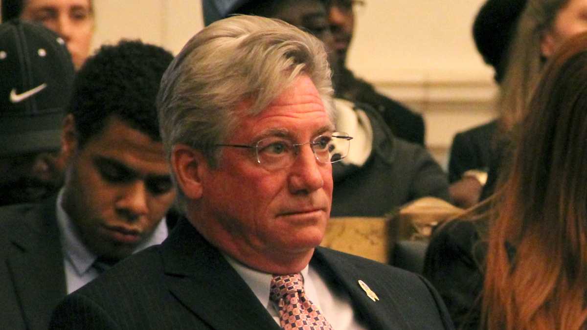  Philadelphia City Councilman Dennis O'Brien's bill to increase the capital funding to fix up police facilities has been delayed for at least a year. (WHYY file photo) 