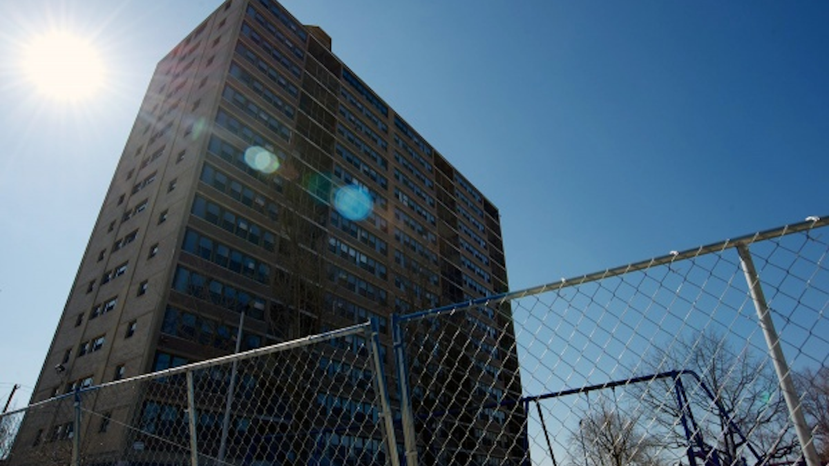  Will the sun always shine on the embattled Queen Lane Apartments tower? (Bas Slabbers/for NewsWorks) 