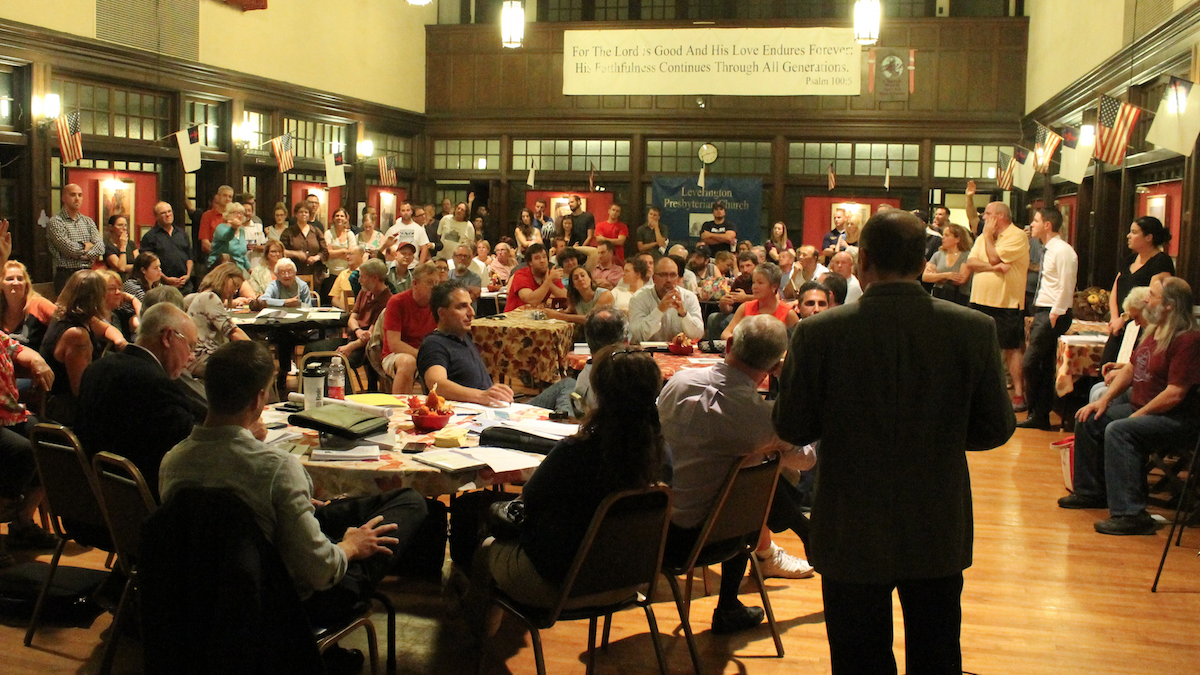  Residents made their thoughts known about the proposal for a Wendy's along Ridge Ave. at an October meeting. (Matthew Grady/for NewsWorks)  