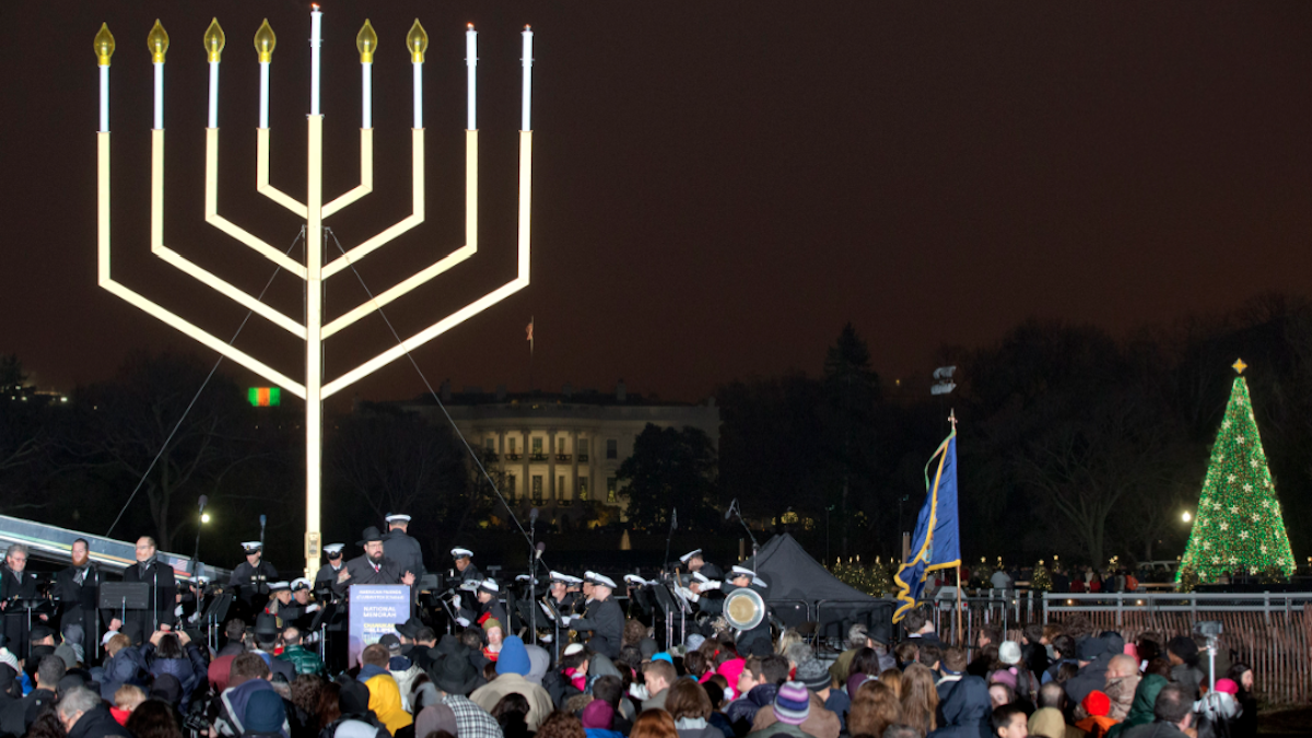  A scene from 2012's  lighting of the National Hanukkah Menorah. (AP Photo/Jacquelyn Martin) 