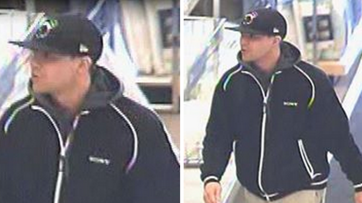  Surveillance images of Marcus F. Velazquez, 29, of Puffin Glade in Bayville, who has been arrested and charged with robbery. (Images courtesy of the Toms River Police Department) 