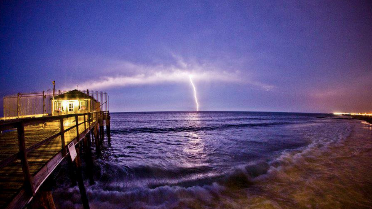 A lightning strike over the ocean as seen from Ocean Grove. (Photo: Chris Spiegel/Blur Revision Media Design) 