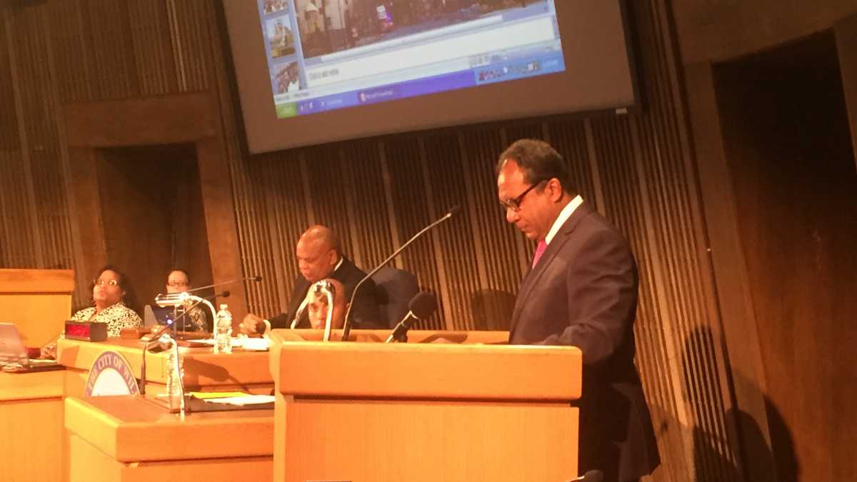 Mayor Williams delivers his budget proposal to City Council earlier this year. (FILE/WHYY)
