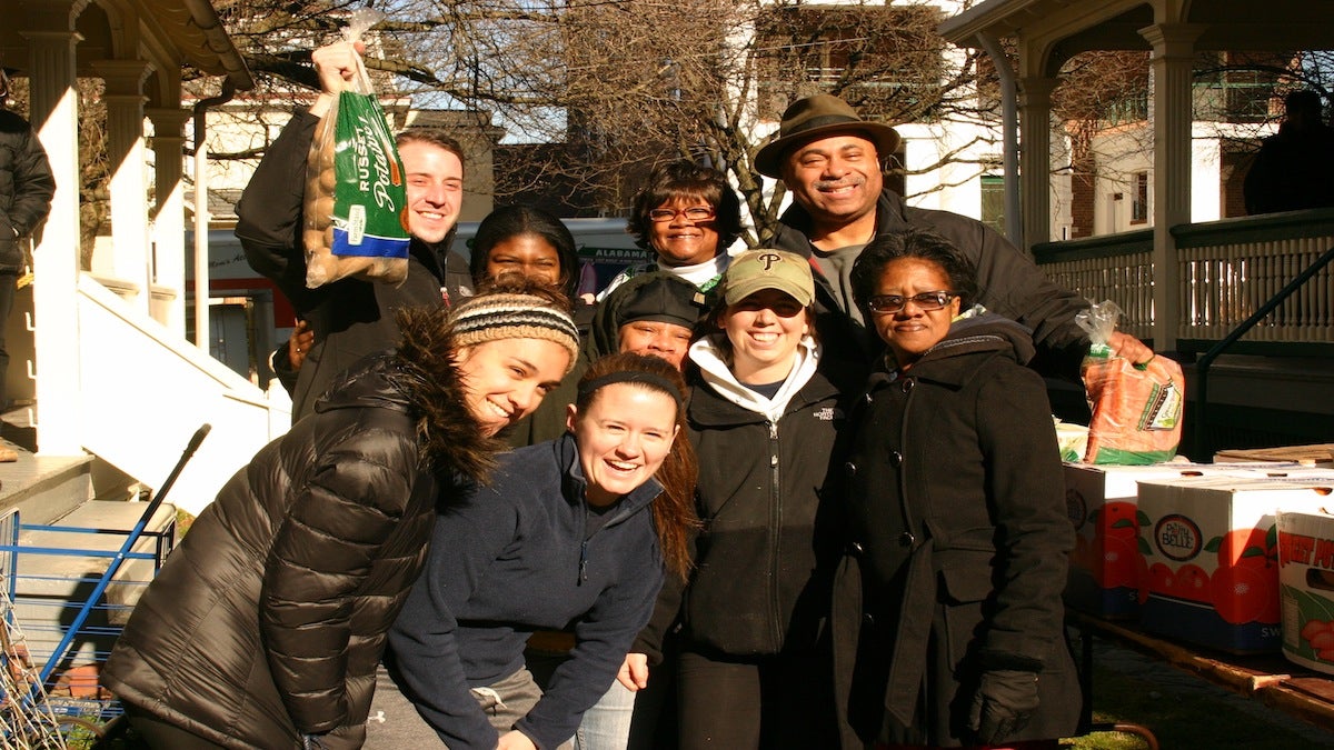  Participants from last spring's La Salle food drive. The food drive led to the launch of the Germantown Hunger Network. (Courtesy of Tom Wingert) 