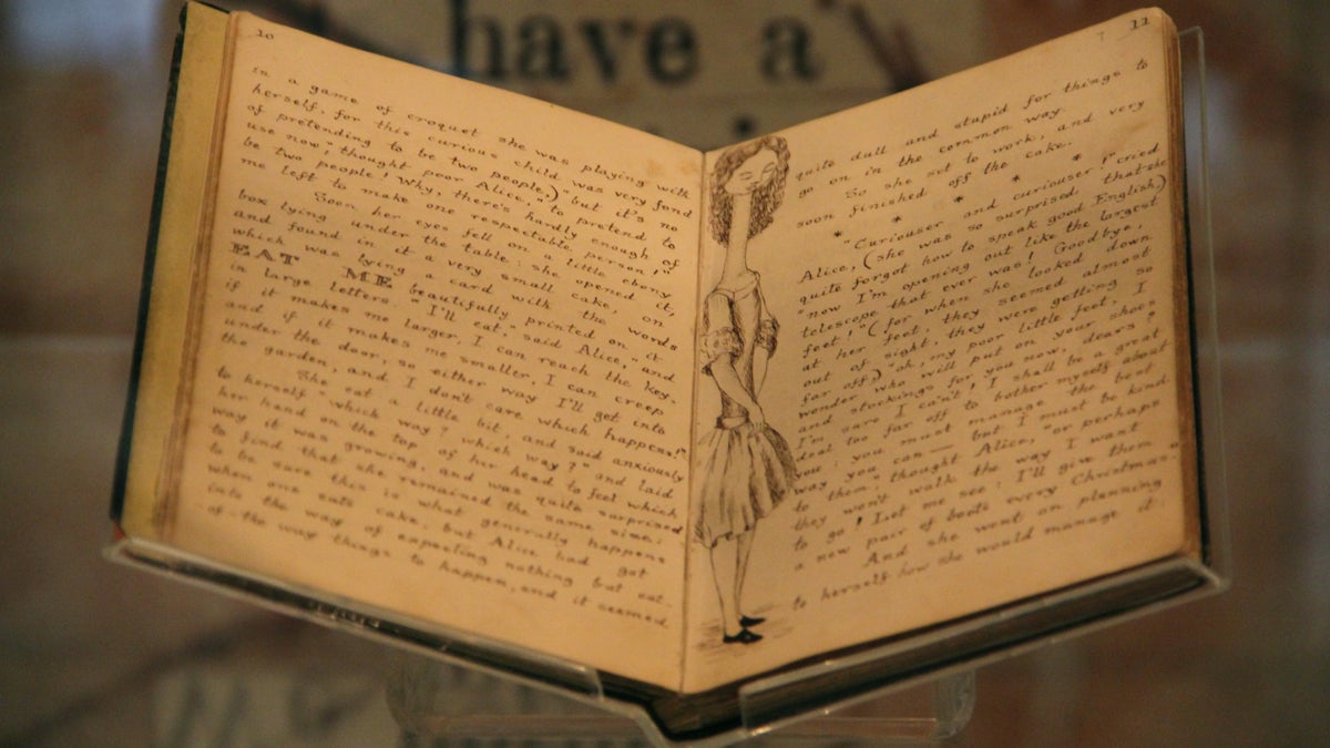 Charles Dodgson, who wrote under the name Lewis Carroll, wrote and illustrated the book as a gift for Alice Liddell, the subject of the story. (Emma Lee/WHYY)
