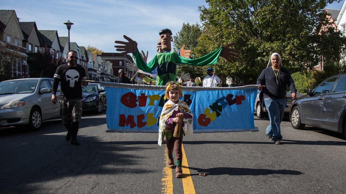 Beta Weissman, 4, marches with other members of her Philadelphia community at the 17th annual Peoplehood parade on Oct. 29, 2016. (Emily Cohen for NewsWorks)