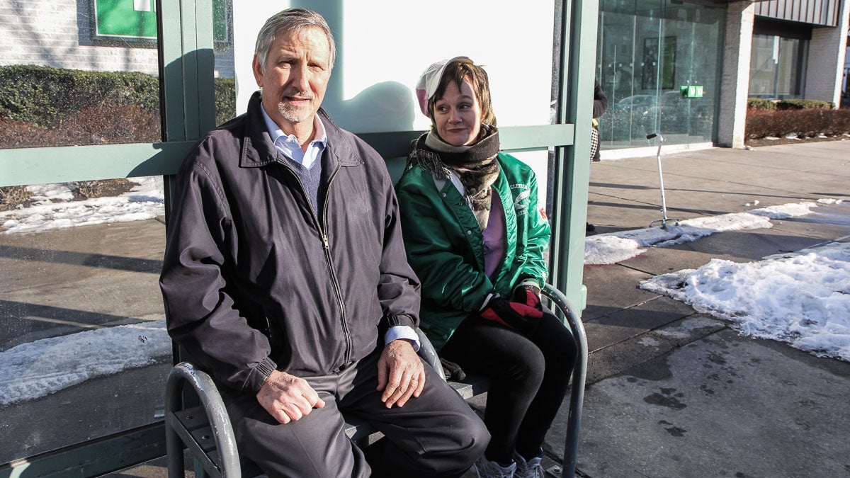  Dave Davies and Patsy talk at the bus stop. 