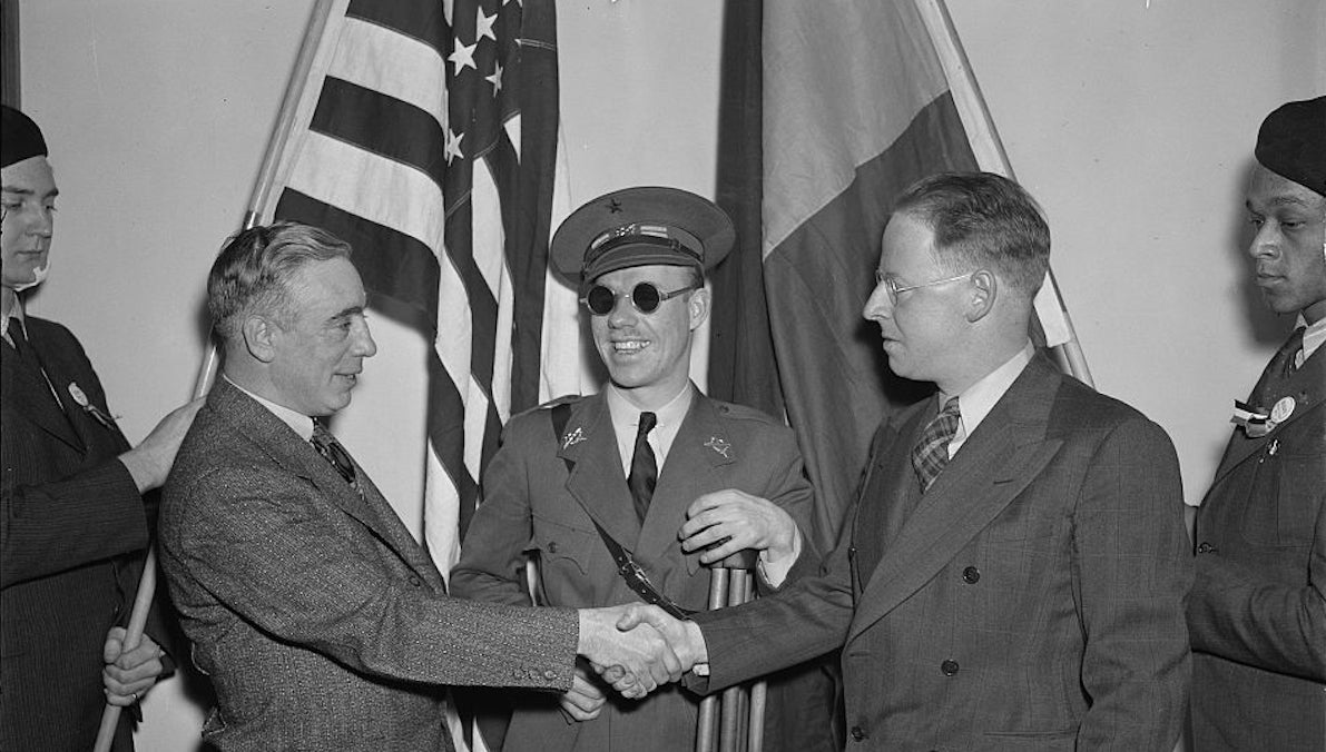  American veterans of the Abraham Lincoln Brigade who fought and were wounded in the Spanish Civil Ware reunited in Washington, DC in 1938. (Library of Congress Prints and Photographs Division) 