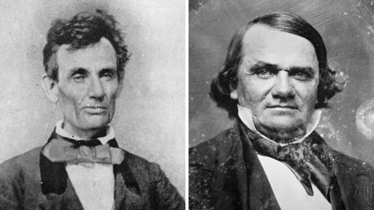 From left: Abraham Lincoln and Stephen Douglas (public domain)