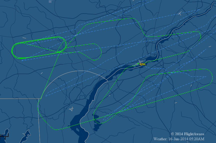  This map from Flight Aware shows the flight path, represented by the green line, of the Lufthansa jet. (Photo via NBC10) 