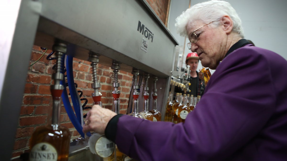  Mayoral candidate Lynne Abraham introduced a jobs plan at the Liberty City Distillery in Kensington on Wednesday. (Stephanie Aaronson/Philly.com) 