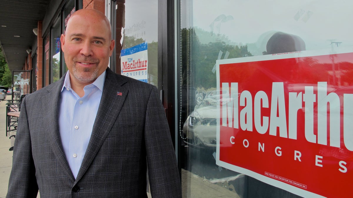 A new Monmouth University poll shows Republican Tom MacArthur is leading Democrat Aimee Belgard by 10 points in New Jersey's third congressional district. (Katie Colaneri/WHYY)