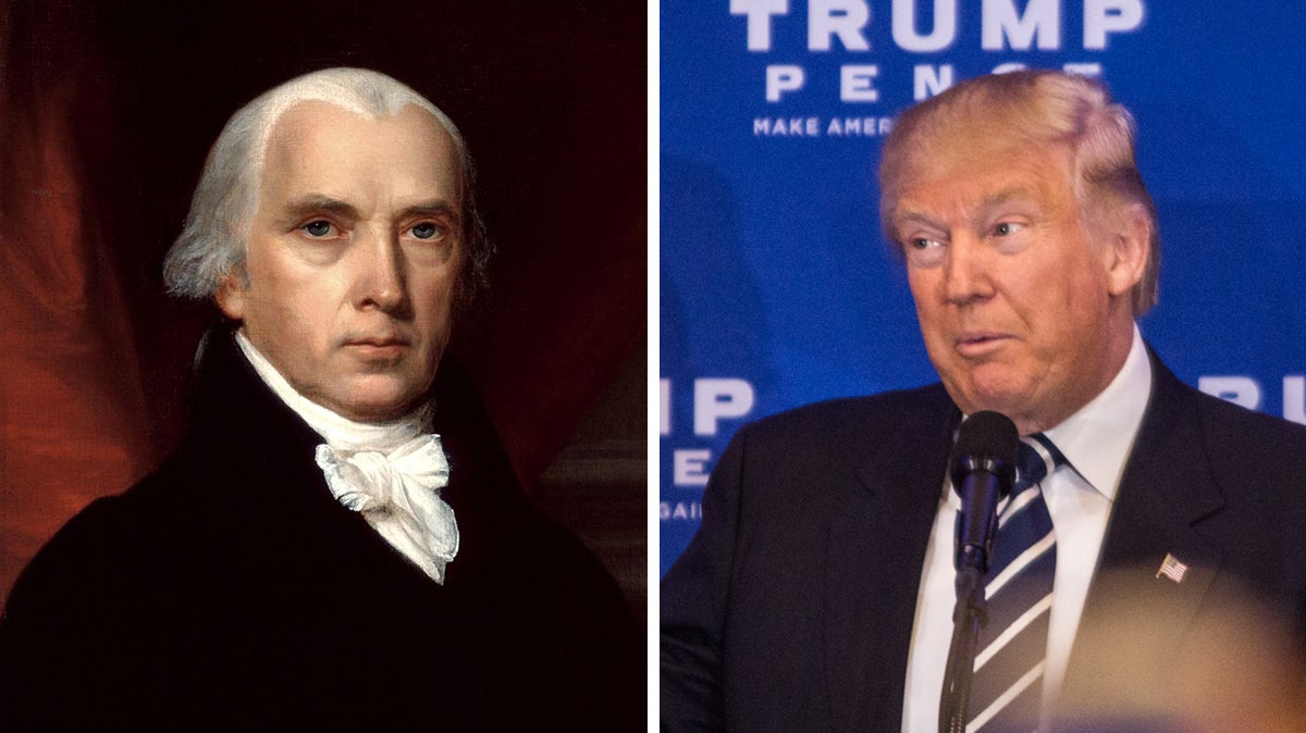 Left: Portrait of James Madison