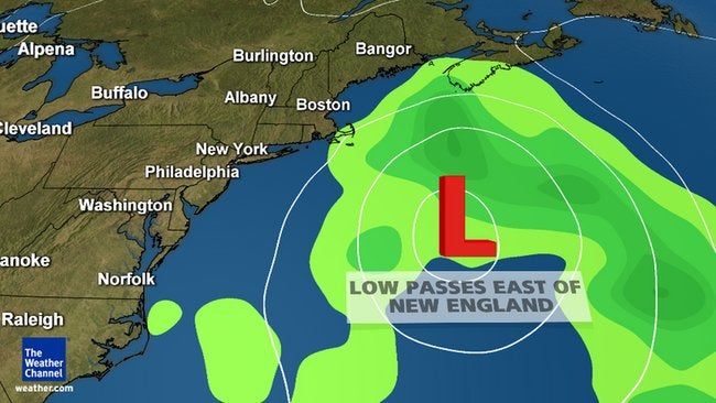  The low pressure system is expected to remain out at sea after forming later this week. (Image: The Weather Channel) 