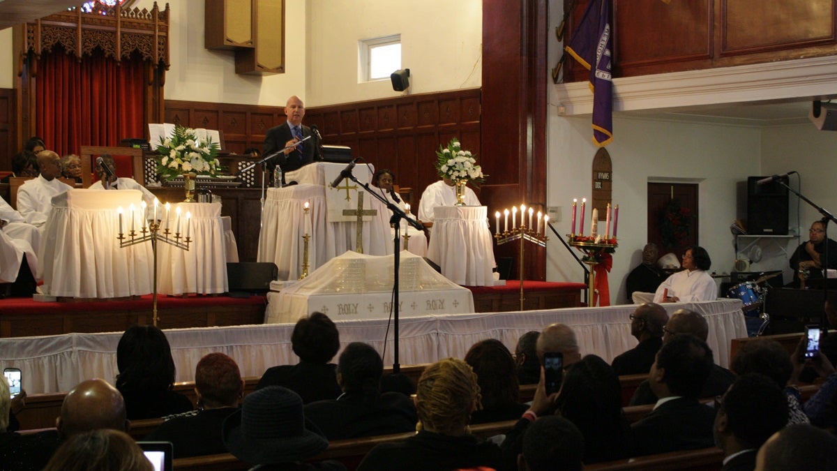  Governor Markell speaks Sunday morning at the Bethe AME Church in Wilmington. (photo courtesy Gov. staff) 