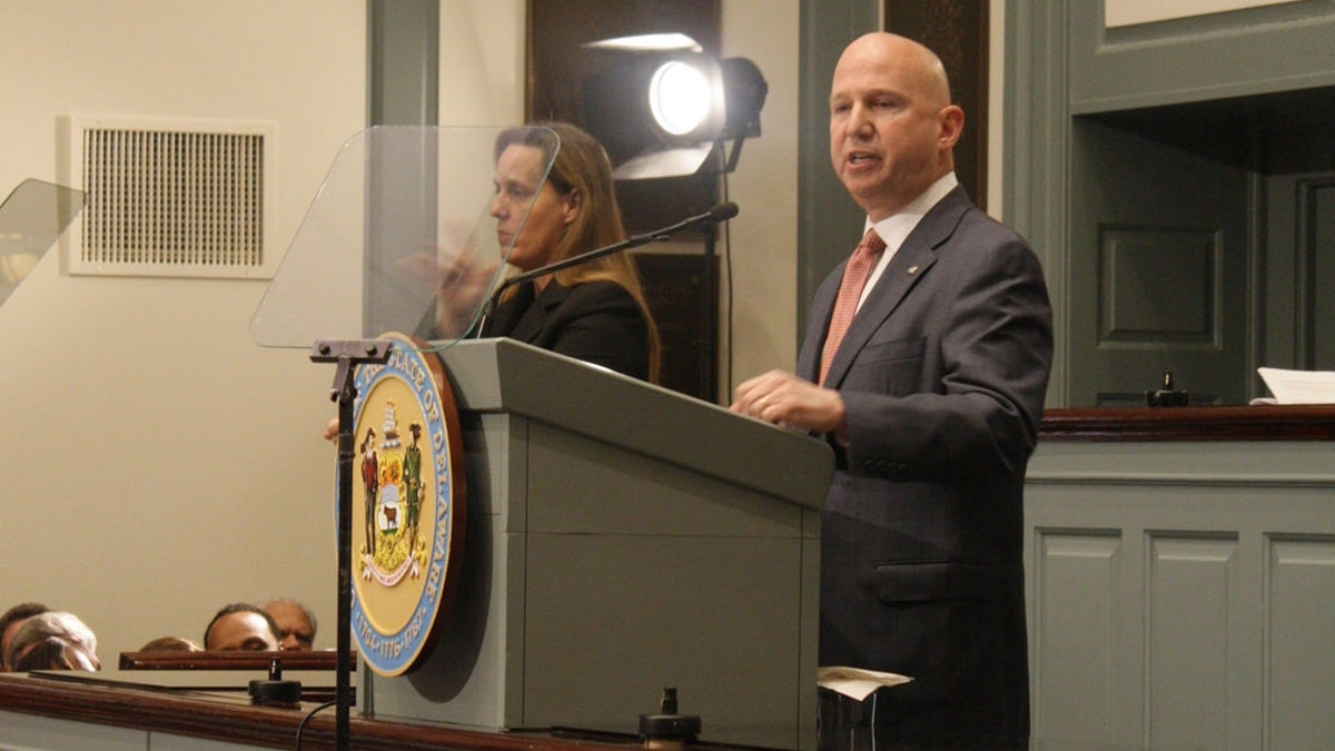  Gov. Jack Markell delivers his final State of the State Address at Legislative Hall in Dover Thursday afternoon. (photo via Flickr/Delaware Governor) 