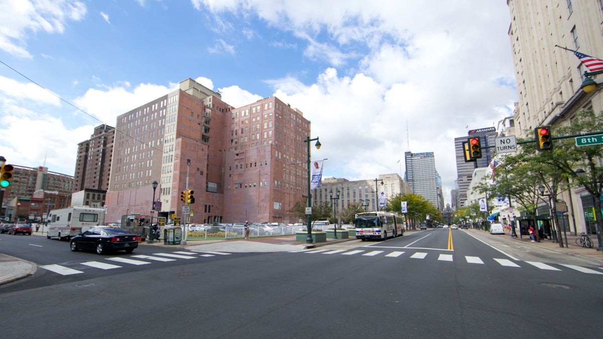  On E. Market St. between 8th and 9th street is the proposed Market8 casino location. (Nathaniel Hamilton/for Newsworks) 