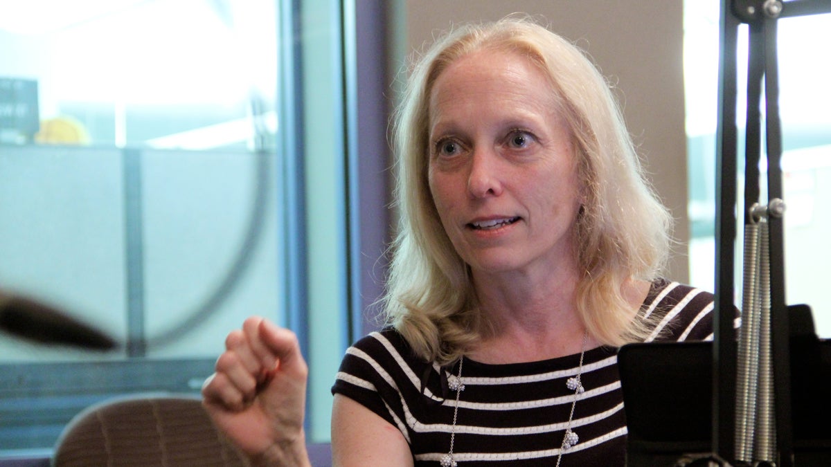 Attorney Mary Gay Scanlon talks with Dave Heller at WHYY. (Emma Lee/WHYY)